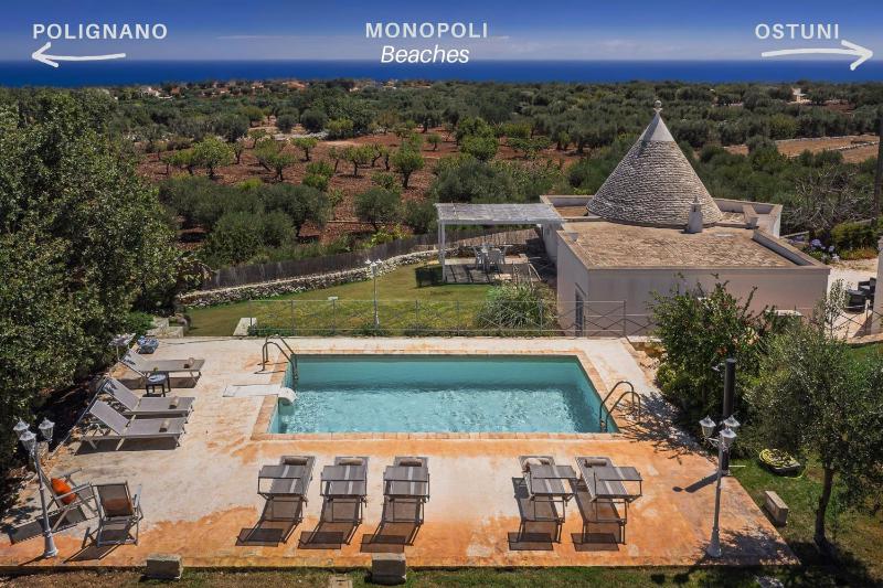 HelloApulia Blu Ocean - Panoramic Trulli with Sea view, Private Pool and Garden - Monopoli